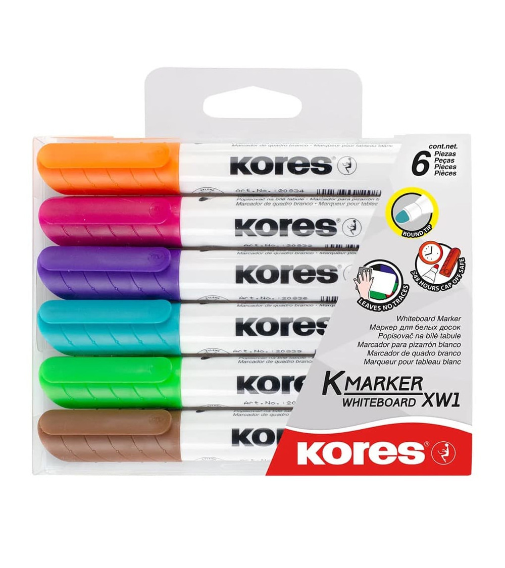 Popisovač Kores na tabule - 3mm, sada 6 ks