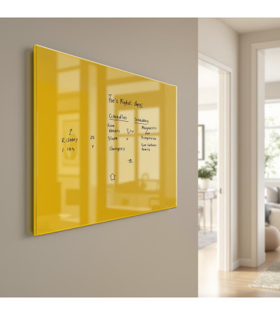 Skleněná magnetická tabule nalepovací na zeď - žlutá exotická Smatab®