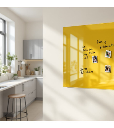 Skleněná magnetická tabule nalepovací na zeď - žlutá exotická Smatab®