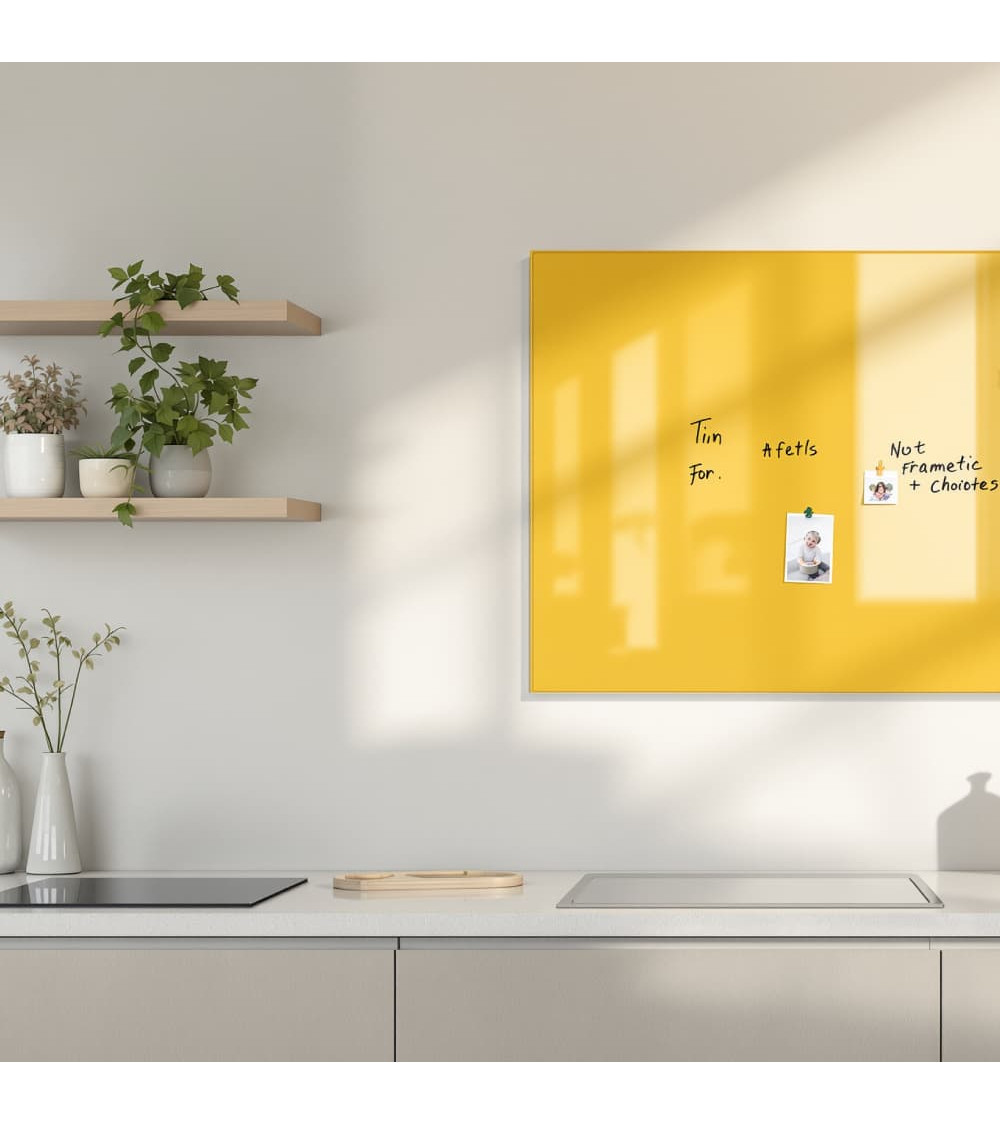 Skleněná magnetická tabule nalepovací na zeď - žlutá exotická Smatab®