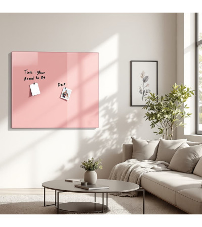 Skleněná magnetická tabule nalepovací na zeď - růžová tělová Smatab®