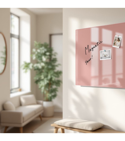 Skleněná magnetická tabule nalepovací na zeď - růžová tělová Smatab®