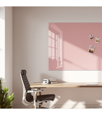 Skleněná magnetická tabule nalepovací na zeď - růžová tělová Smatab®