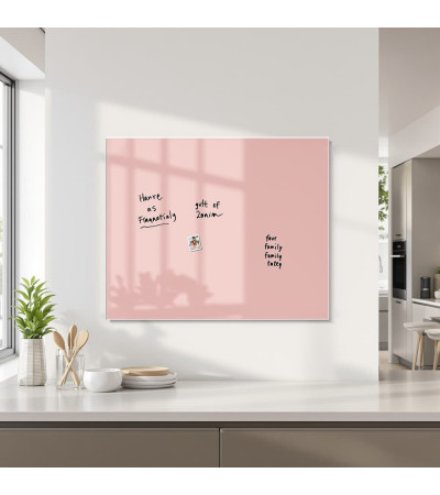 Skleněná magnetická tabule nalepovací na zeď - růžová tělová Smatab®