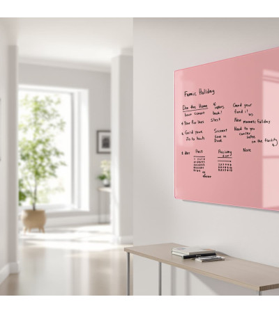 Skleněná magnetická tabule nalepovací na zeď - růžová tělová Smatab®