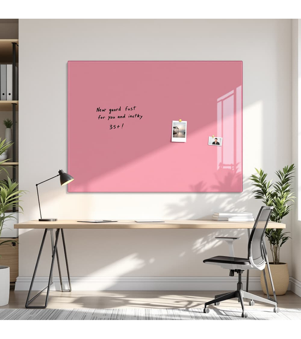 Skleněná magnetická tabule nalepovací na zeď - růžová perlová Smatab®