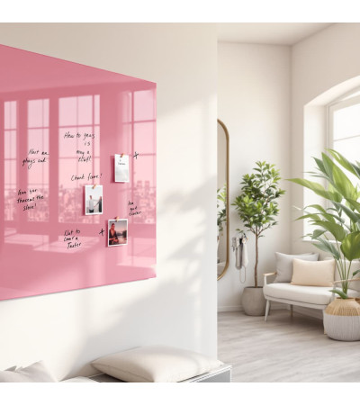 Skleněná magnetická tabule nalepovací na zeď - růžová perlová Smatab®