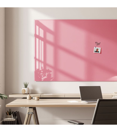 Skleněná magnetická tabule nalepovací na zeď - růžová perlová Smatab®