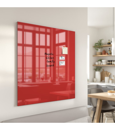 Skleněná magnetická tabule nalepovací na zeď - červená korálová Smatab®