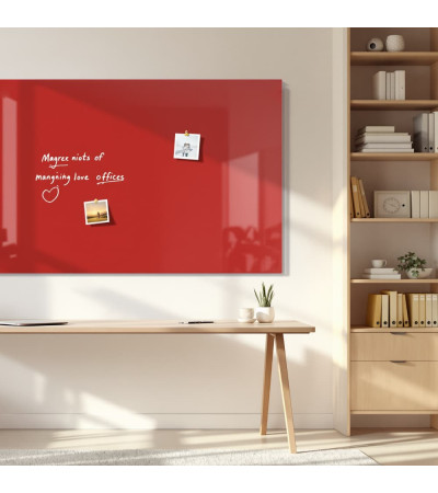 Skleněná magnetická tabule nalepovací na zeď - červená korálová Smatab®