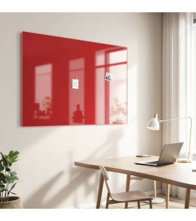 Skleněná magnetická tabule nalepovací na zeď - červená korálová Smatab®