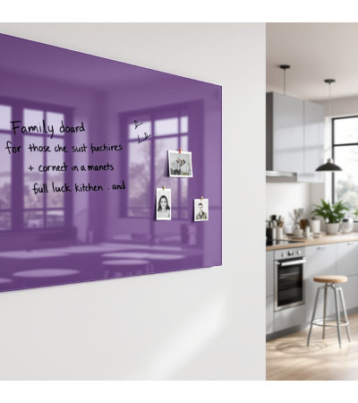 Skleněná magnetická tabule nalepovací na zeď - fialová kobaltová Smatab®
