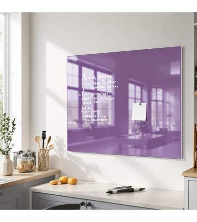 Skleněná magnetická tabule nalepovací na zeď - fialová kobaltová Smatab®