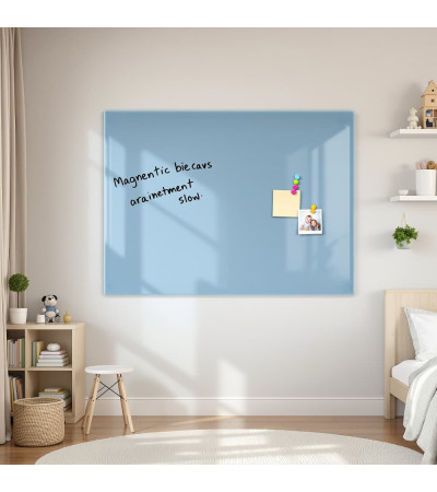 Skleněná magnetická tabule nalepovací na zeď - modrá královská Smatab®