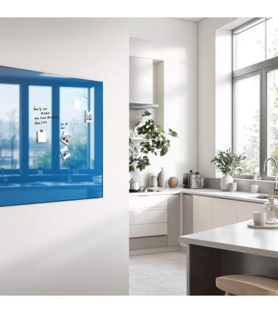 Skleněná magnetická tabule nalepovací na zeď - modrá coelinová Smatab®