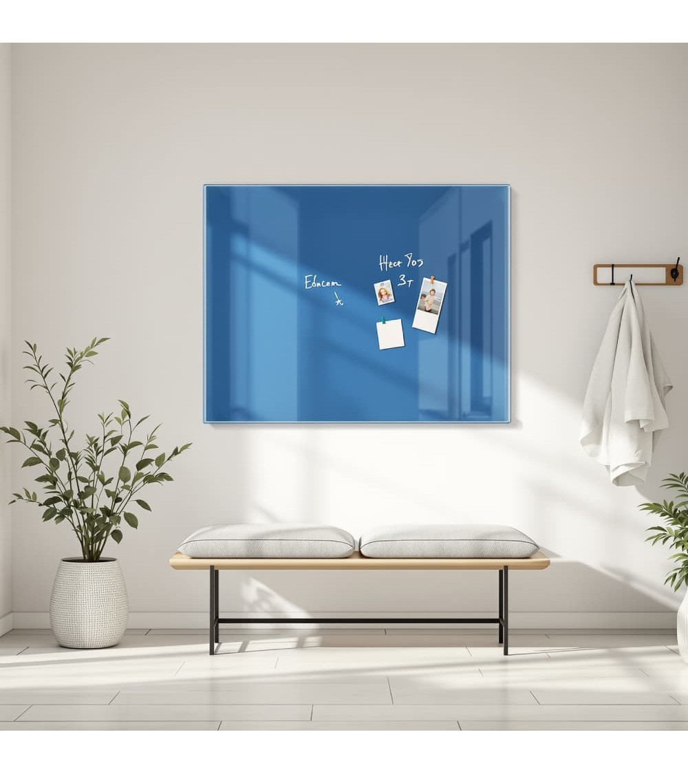 Skleněná magnetická tabule nalepovací na zeď - modrá coelinová Smatab®