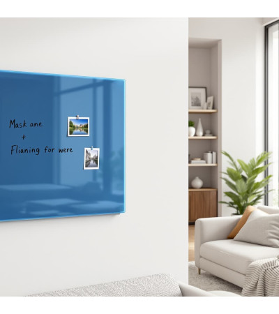 Skleněná magnetická tabule nalepovací na zeď - modrá coelinová Smatab®