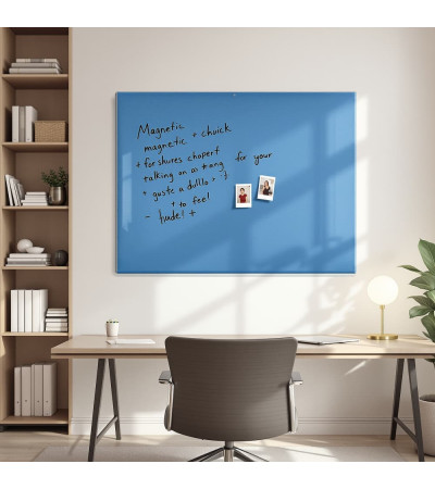 Skleněná magnetická tabule nalepovací na zeď - modrá coelinová Smatab®