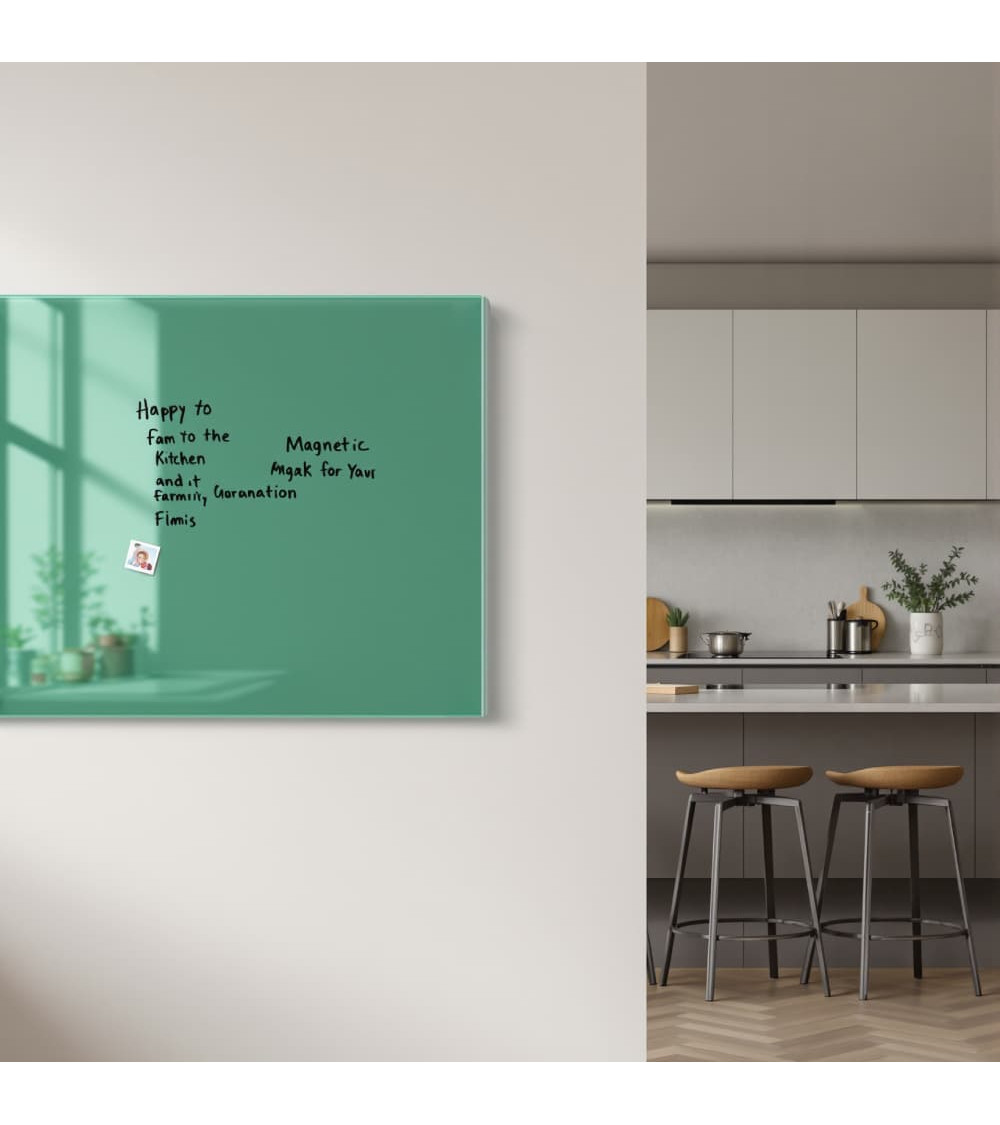 Skleněná magnetická tabule nalepovací na zeď - zelená veronesova Smatab®