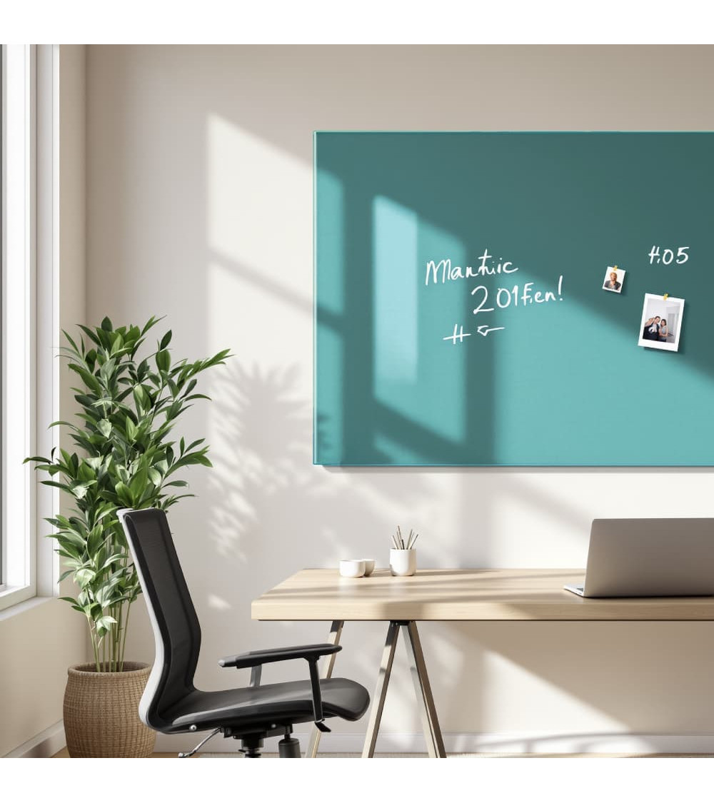 Skleněná magnetická tabule nalepovací na zeď - zelená smaragdová Smatab®