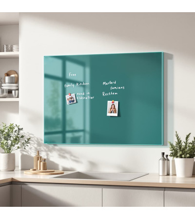 Skleněná magnetická tabule nalepovací na zeď - zelená smaragdová Smatab®