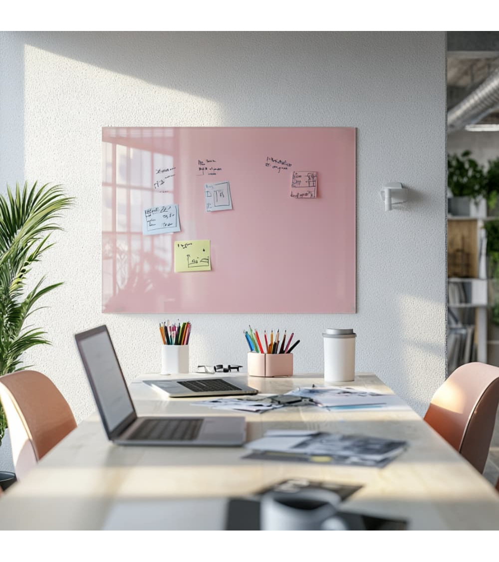 Skleněná magnetická nástěnka - růžová tělová Smatab®