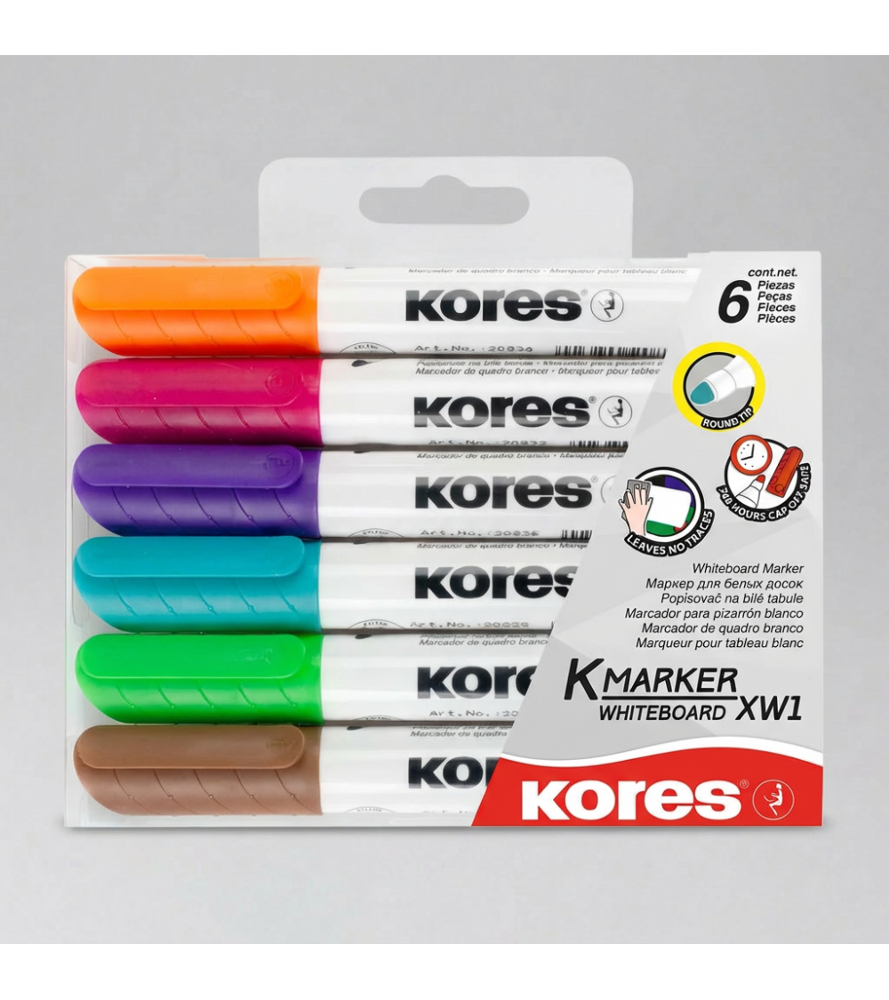 Popisovač Kores K-MARKER na tabule - 3mm, sada 6 ks
