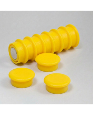 Kancelářský magnet kulatý  plastový žlutý OF-1, 1ks