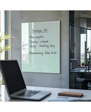 Skleněná pracovní a kancelářská tabule - bílá satinová Smatab®