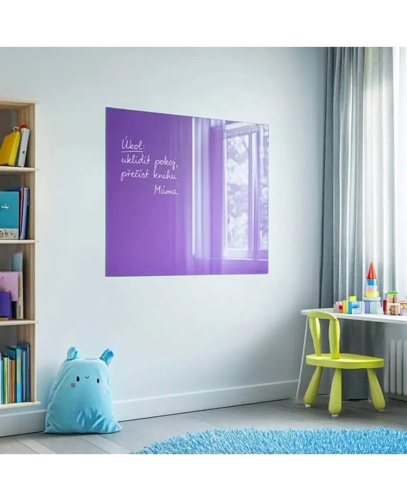 Skleněná magnetická tabule pro děti - fialová kobaltová Smatab®