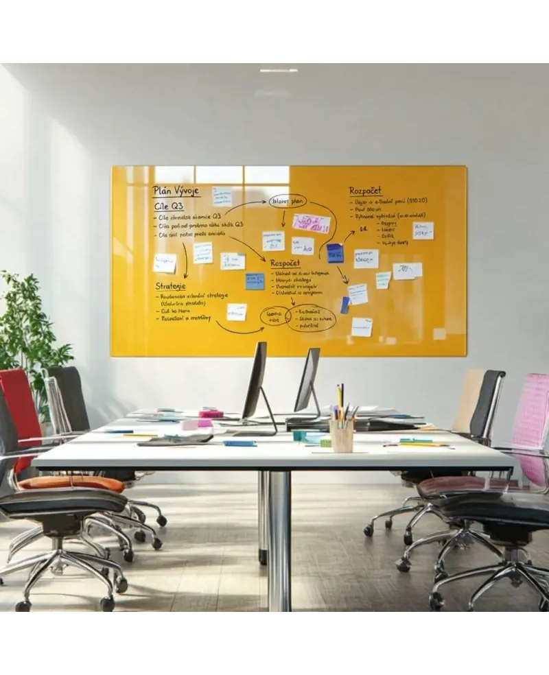 Skleněná pracovní a kancelářská tabule - žlutá neapolská Smatab®