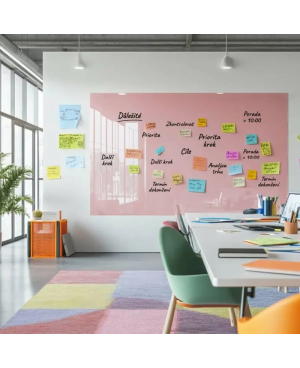 Růžová tělová skleněná pracovní a kancelářská tabule Smatab®