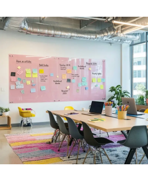 Růžová tělová skleněná pracovní a kancelářská tabule Smatab®