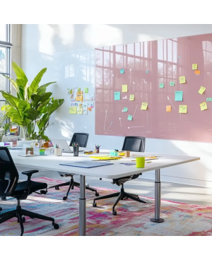 Růžová tělová skleněná pracovní a kancelářská tabule Smatab®