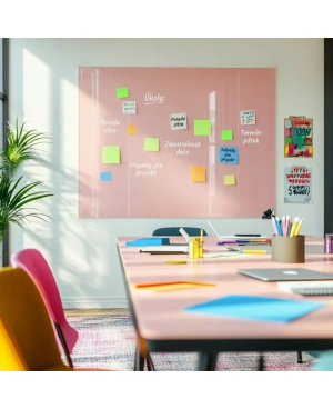 Růžová tělová skleněná pracovní a kancelářská tabule Smatab®