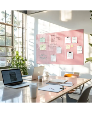 Růžová tělová skleněná pracovní a kancelářská tabule Smatab®