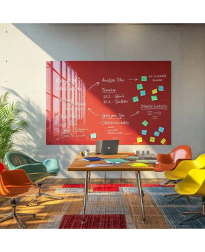 Skleněná pracovní a kancelářská tabule - červená korálová Smatab®