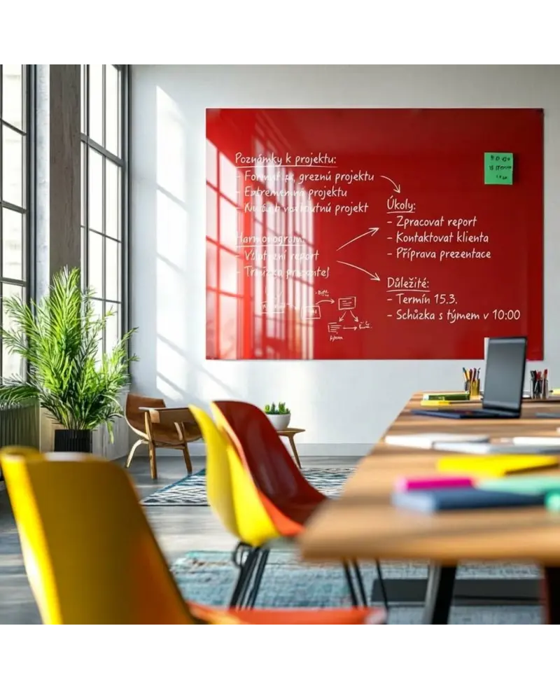 Skleněná pracovní a kancelářská tabule - červená korálová Smatab®