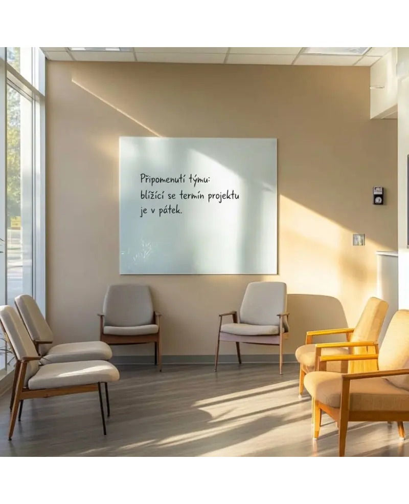 Bílá satinová skleněná magnetická tabule Smatab® pro neziskové organizace