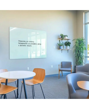 Bílá satinová skleněná magnetická tabule Smatab® pro neziskové organizace