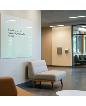 Bílá satinová skleněná magnetická tabule Smatab® pro neziskové organizace