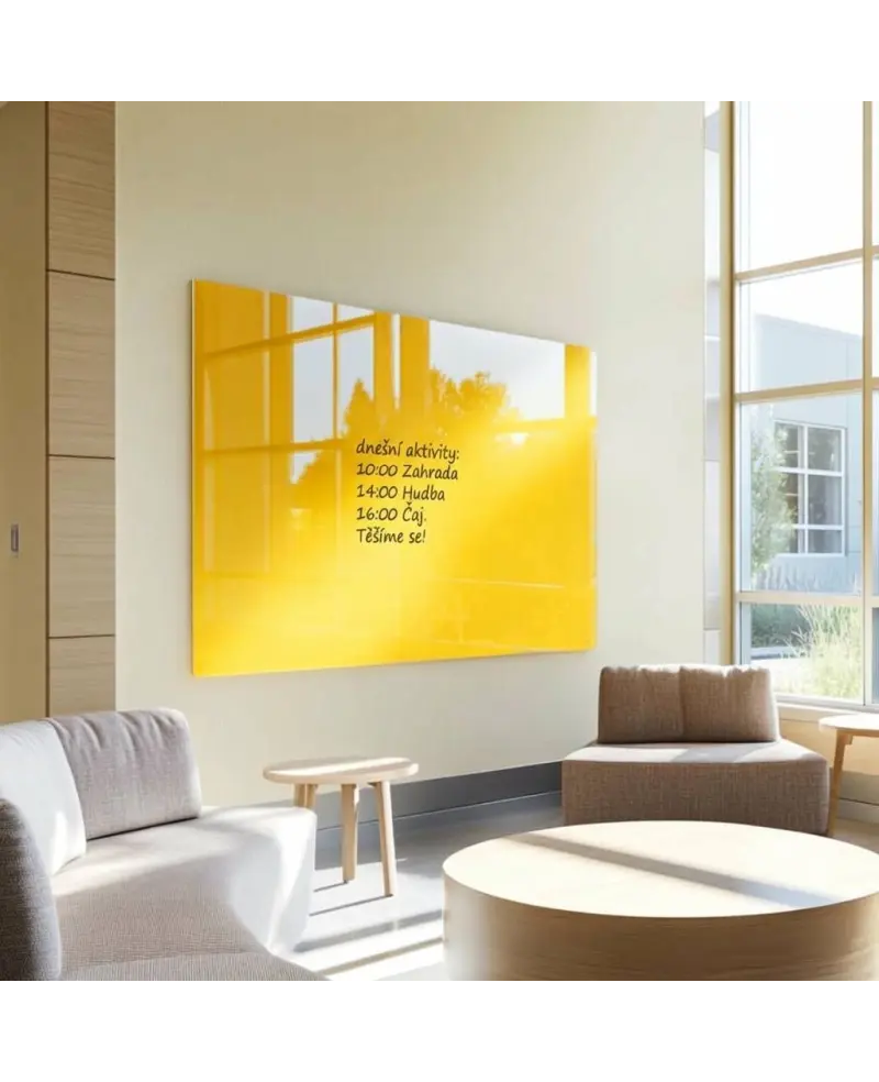 Žlutá exotická skleněná magnetická tabule Smatab® pro neziskové organizace