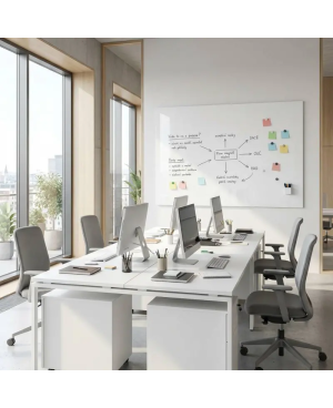 Skleněná pracovní a kancelářská tabule - bílá satinová Smatab®