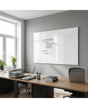 Skleněná pracovní a kancelářská tabule - bílá satinová Smatab®