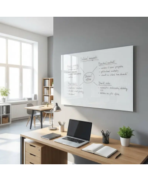 Skleněná pracovní a kancelářská tabule - bílá satinová Smatab®
