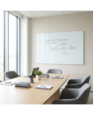 Skleněná pracovní a kancelářská tabule - bílá satinová Smatab®