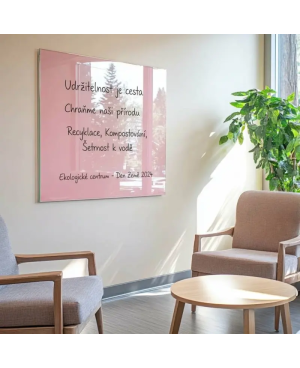 Růžová tělová skleněná magnetická tabule Smatab® pro neziskové organizace