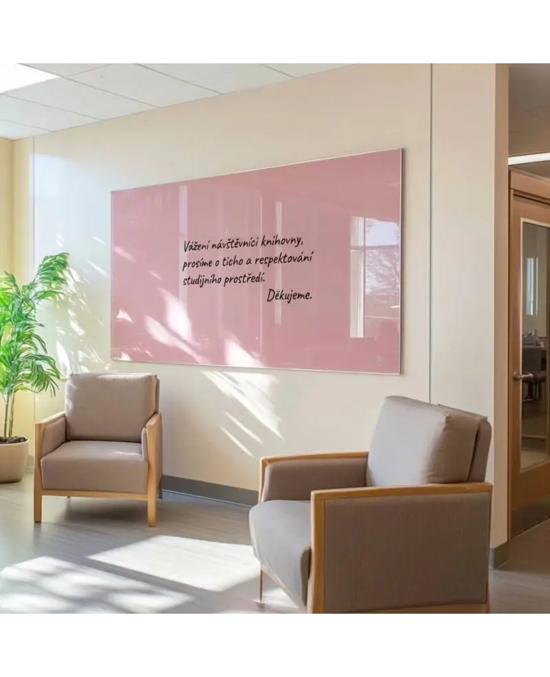 Růžová tělová skleněná magnetická tabule Smatab® pro neziskové organizace