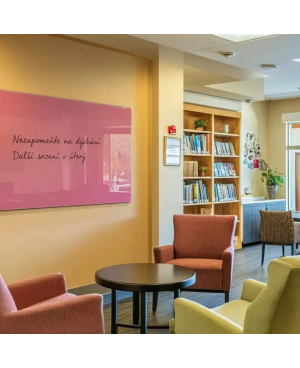 Růžová perlová skleněná magnetická tabule Smatab® pro neziskové organizace